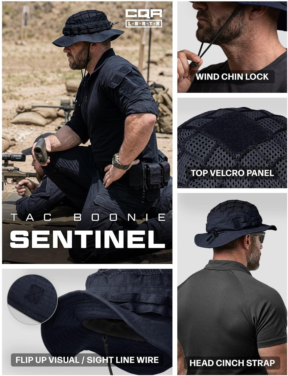image:imageCQR Mens Tactical Boonie Hat Breathable Packable Sun Hat for Hunting Hiking Fishing Shooting and Outdoor ActivitiesSentinel Operator Navy