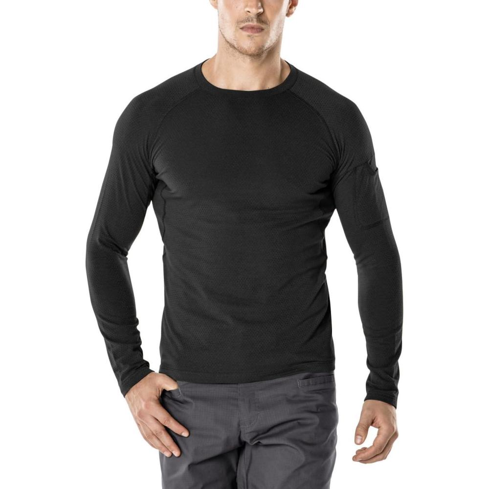 image:imageCQR Mens Combat Shirt Tactical 14 Zip Long Sleeve Military BDU Shirts Camo EDC Top with PocketsTacti Dri Black
