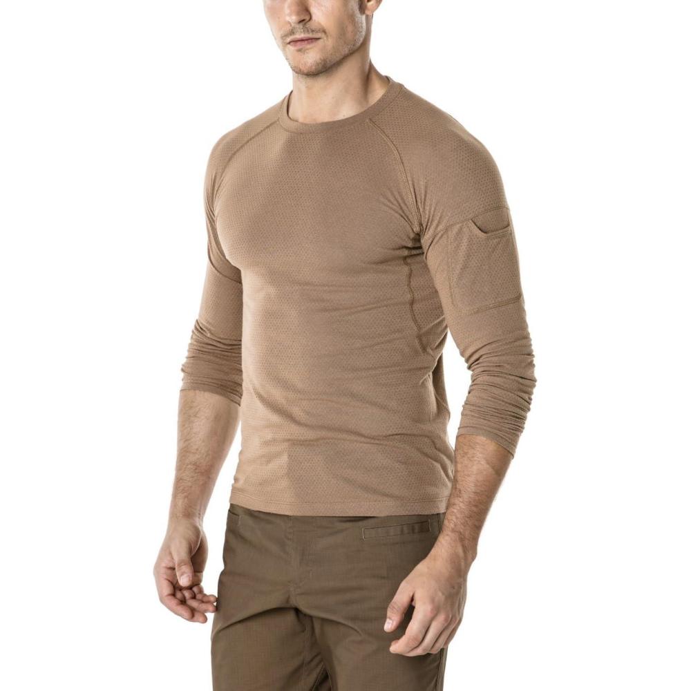 image:imageCQR Mens Combat Shirt Tactical 14 Zip Long Sleeve Military BDU Shirts Camo EDC Top with PocketsTacti Dri Coyote