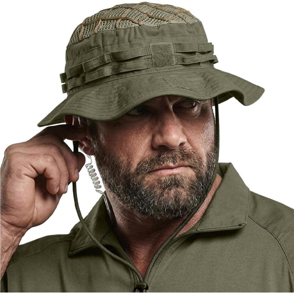 image:imageCQR Mens Tactical Boonie Hat Breathable Packable Sun Hat for Hunting Hiking Fishing Shooting and Outdoor ActivitiesSentinel Soil Green