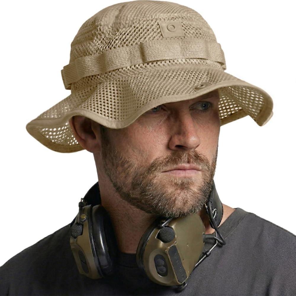 image:imageCQR Mens Tactical Boonie Hat Breathable Packable Sun Hat for Hunting Hiking Fishing Shooting and Outdoor ActivitiesSniper Alamo Khaki