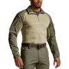 CQR Men’s Combat Shirt Tactical 1/4 Zip Long Sleeve Military BDU Shirts Camo EDC Top with Pockets(Raider Soil Green)