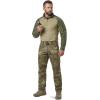CQR Men’s Combat Shirt Tactical 1/4 Zip Long Sleeve Military BDU Shirts Camo EDC Top with Pockets(Raider Soil Green)