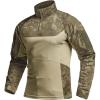 CQR Men’s Combat Shirt Tactical 1/4 Zip Long Sleeve Military BDU Shirts Camo EDC Top with Pockets(Raider Pro Fractal Camo)