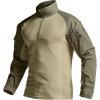 CQR Men’s Combat Shirt Tactical 1/4 Zip Long Sleeve Military BDU Shirts Camo EDC Top with Pockets(Raider Soil Green)