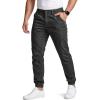 CQR Men’s Flex Lightweight Joggers, Elastic Waist Drawstring Casual Pants, Tapered Fit Water Resistant Outdoor Cargo Pants(Essential Black)