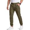 CQR Men’s Flex Lightweight Joggers, Elastic Waist Drawstring Casual Pants, Tapered Fit Water Resistant Outdoor Cargo Pants(Essential Soil Green)