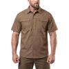 CQR Men’s Short Sleeve Tactical Shirts, UPF 50+ Ripstop Military Work Shirts, Breathable Button Down Outdoor Hiking Shirt(Journeyman Cougar)