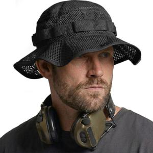 CQR Men’s Tactical Boonie Hat, Breathable Packable Sun Hat for Hunting, Hiking, Fishing, Shooting, and Outdoor Activities(Sniper Black)