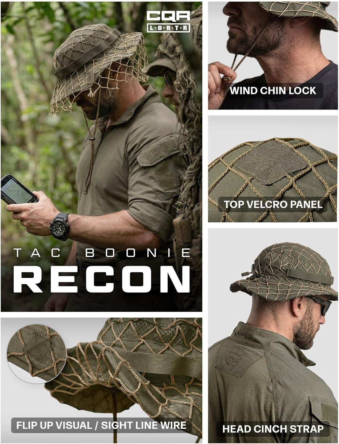 image:imageCQR Mens Tactical Boonie Hat Breathable Packable Sun Hat for Hunting Hiking Fishing Shooting and Outdoor ActivitiesRecon Soil Green