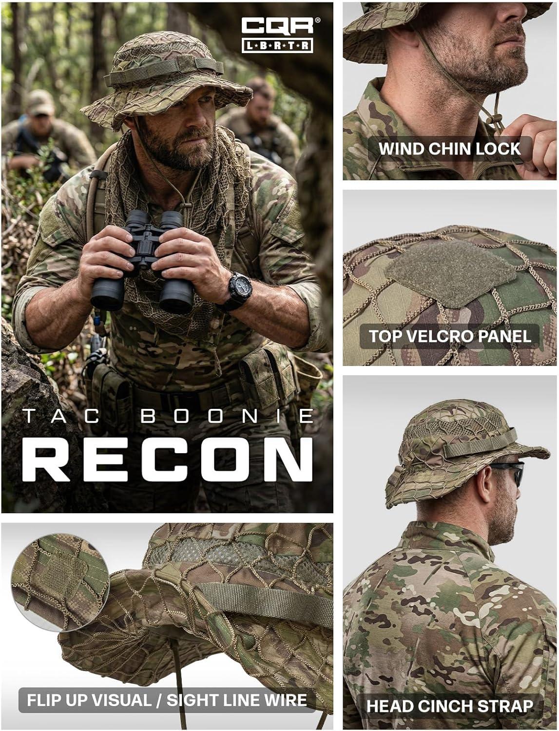 image:imageCQR Mens Tactical Boonie Hat Breathable Packable Sun Hat for Hunting Hiking Fishing Shooting and Outdoor ActivitiesRecon Utility Camo