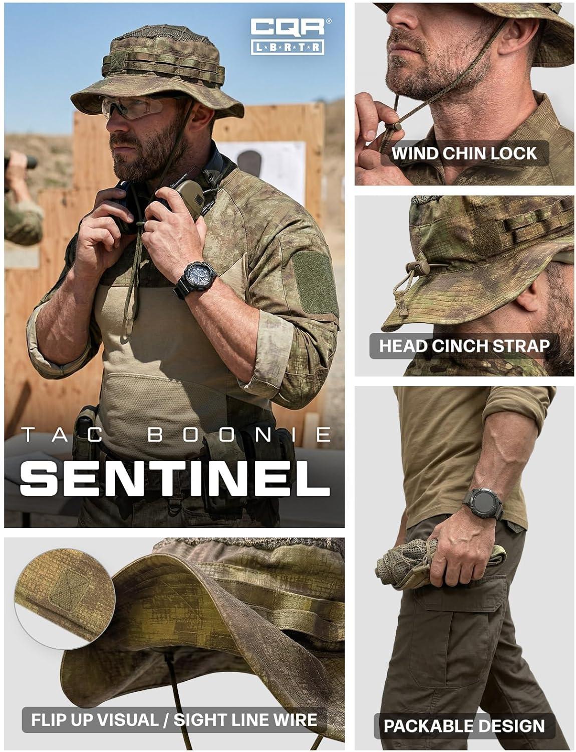 image:imageCQR Mens Tactical Boonie Hat Breathable Packable Sun Hat for Hunting Hiking Fishing Shooting and Outdoor ActivitiesSentinel Fractal Camo