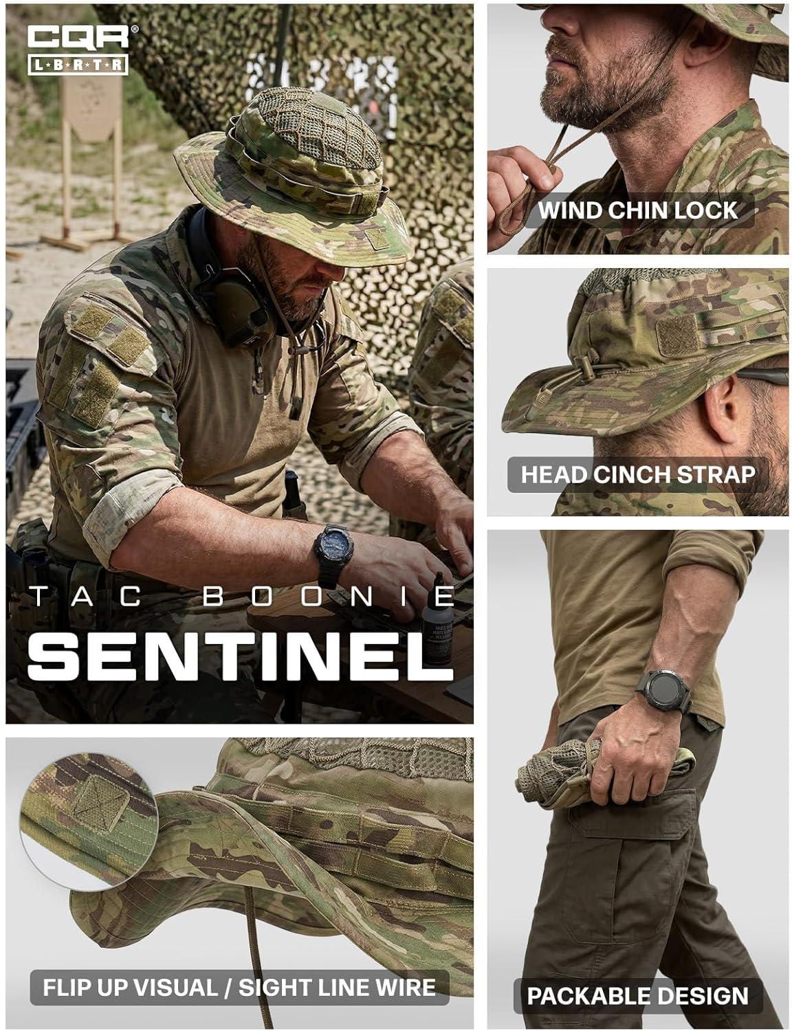 image:imageCQR Mens Tactical Boonie Hat Breathable Packable Sun Hat for Hunting Hiking Fishing Shooting and Outdoor ActivitiesSentinel Utility Camo