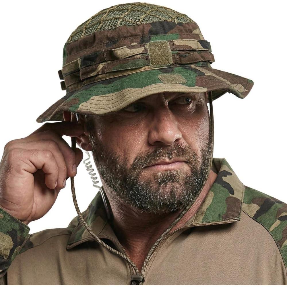 image:imageCQR Mens Tactical Boonie Hat Breathable Packable Sun Hat for Hunting Hiking Fishing Shooting and Outdoor ActivitiesSentinel Woodland Olive