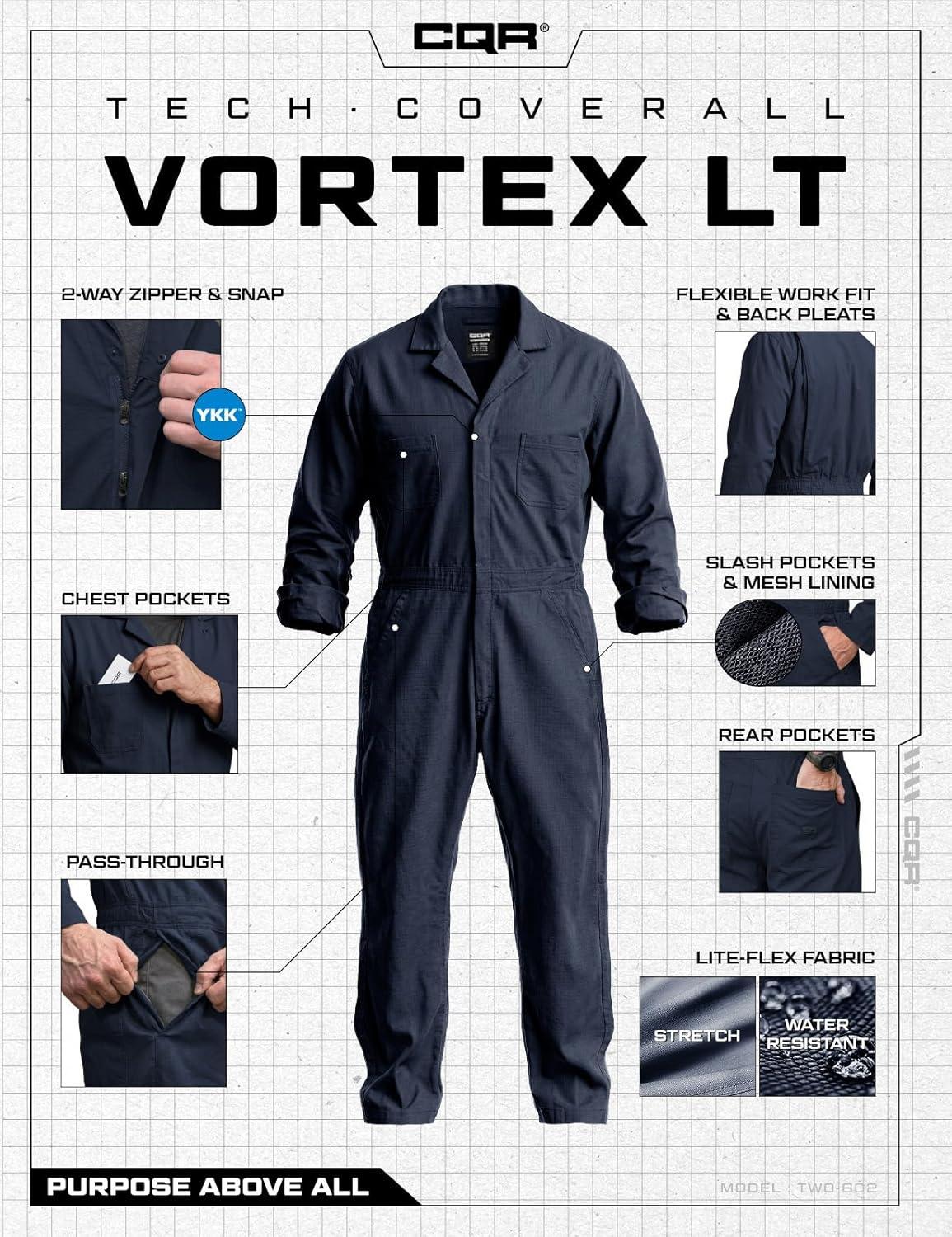 image:imageCQR Mens Tactical Ripstop ZipFront Coverall Lightweight Durable Utility Work Jumpsuit for Mechanics and TechniciansVortex Lt Operator Navy