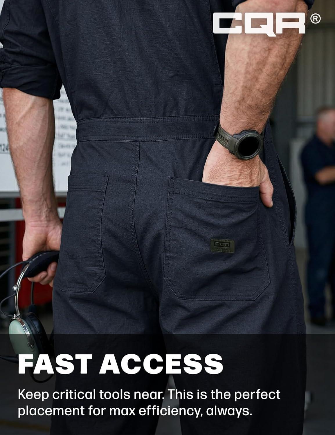 image:imageCQR Mens Tactical Ripstop ZipFront Coverall Lightweight Durable Utility Work Jumpsuit for Mechanics and TechniciansVortex Lt Operator Navy