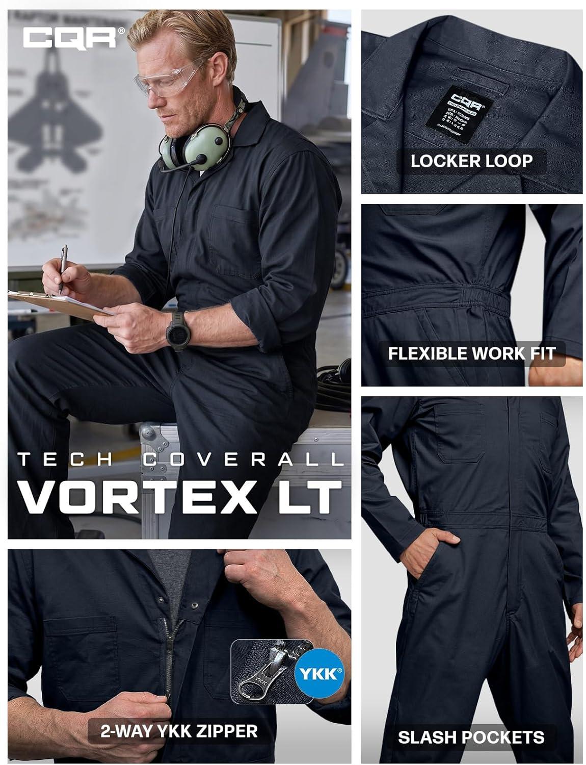 image:imageCQR Mens Tactical Ripstop ZipFront Coverall Lightweight Durable Utility Work Jumpsuit for Mechanics and TechniciansVortex Lt Operator Navy