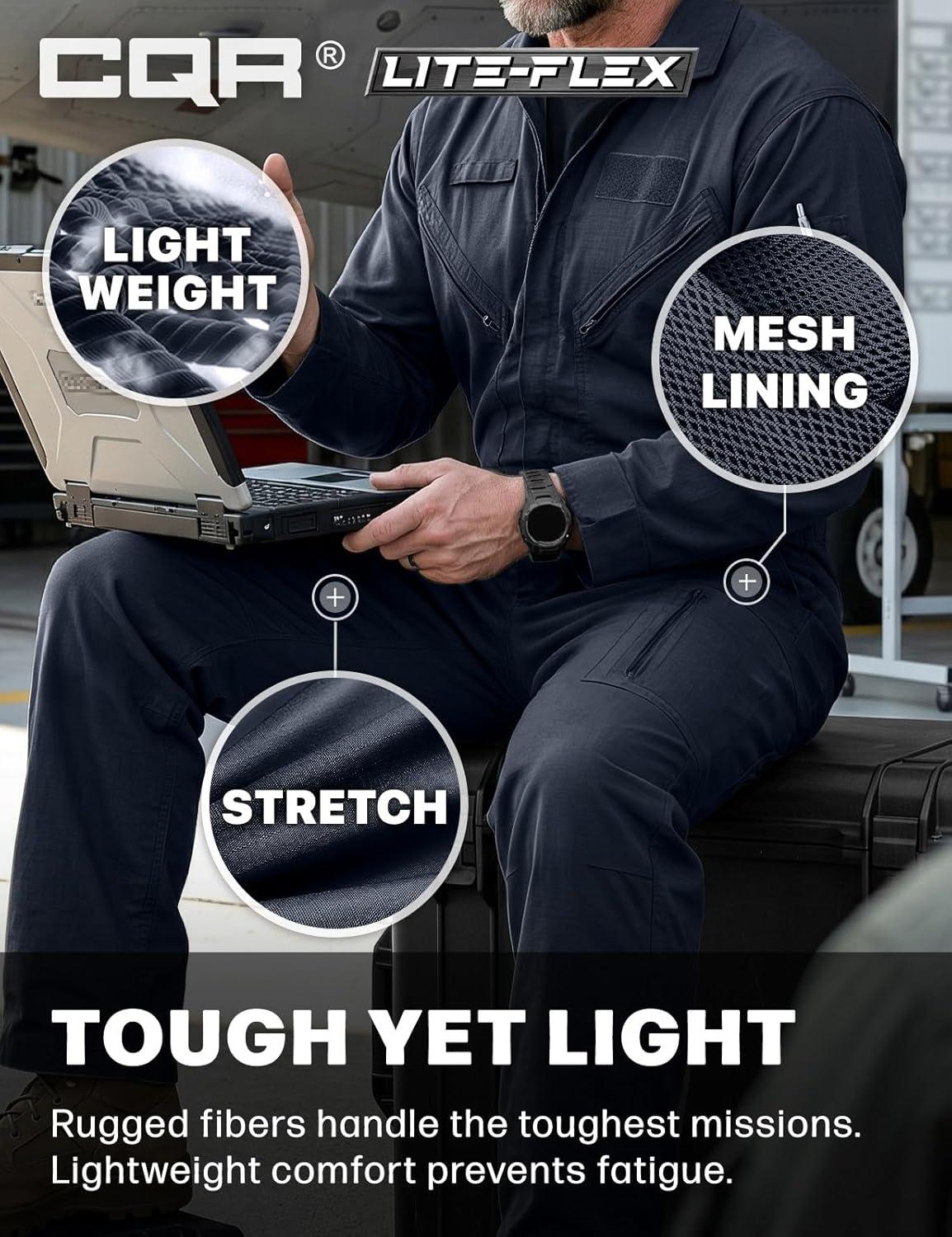 image:imageCQR Mens Tactical Ripstop ZipFront Coverall Lightweight Durable Utility Work Jumpsuit for Mechanics and TechniciansVortex Operator Navy