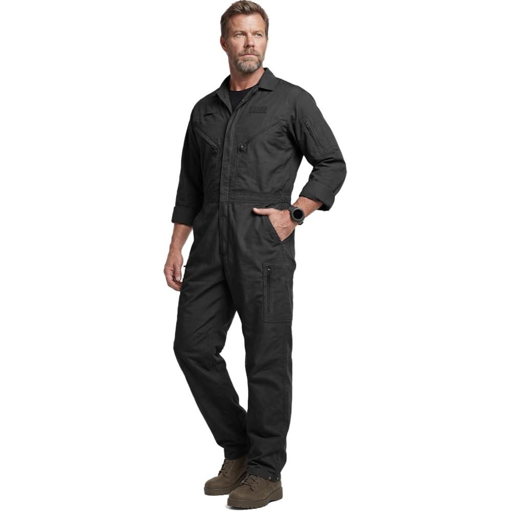 image:imageCQR Mens Tactical Ripstop ZipFront Coverall Lightweight Durable Utility Work Jumpsuit for Mechanics and TechniciansVortex Black