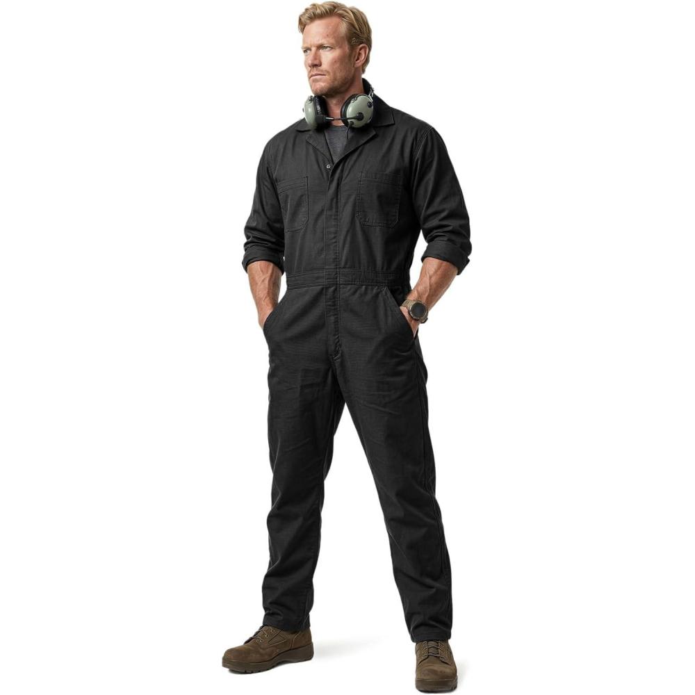 image:imageCQR Mens Tactical Ripstop ZipFront Coverall Lightweight Durable Utility Work Jumpsuit for Mechanics and TechniciansVortex Lt Black