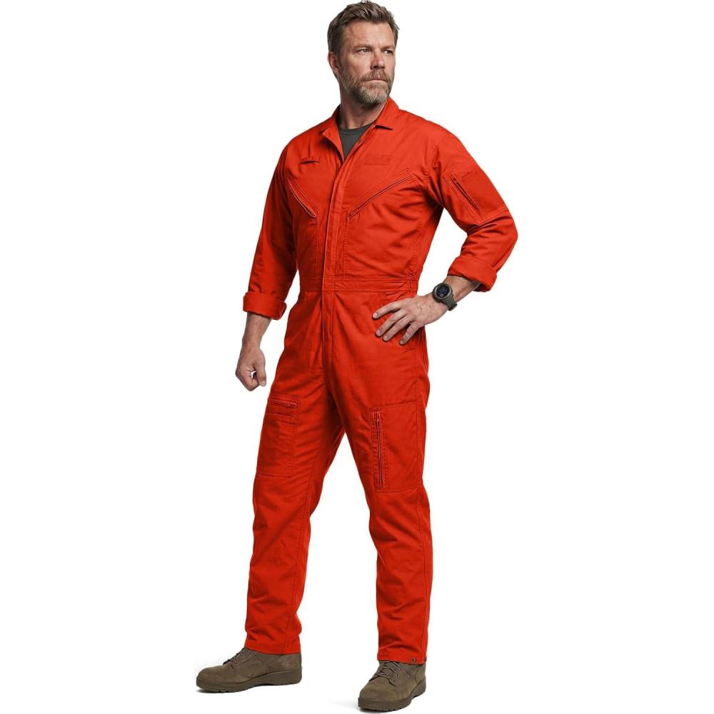 image:imageCQR Mens Tactical Ripstop ZipFront Coverall Lightweight Durable Utility Work Jumpsuit for Mechanics and TechniciansVortex Rescue Orange