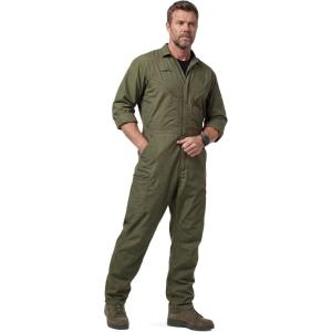 CQR Men’s Tactical Ripstop Zip-Front Coverall, Lightweight Durable Utility Work Jumpsuit for Mechanics and Technicians(Vortex Soil Green)