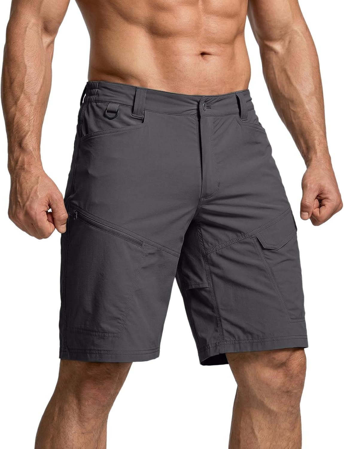 image:imageCQR Mens Quick Dry Stretch Hiking Cargo Shorts Lightweight Water Resistant Tactical Casual Golf amp Outdoor with PocketsRocky Aero Flex Jet Grey