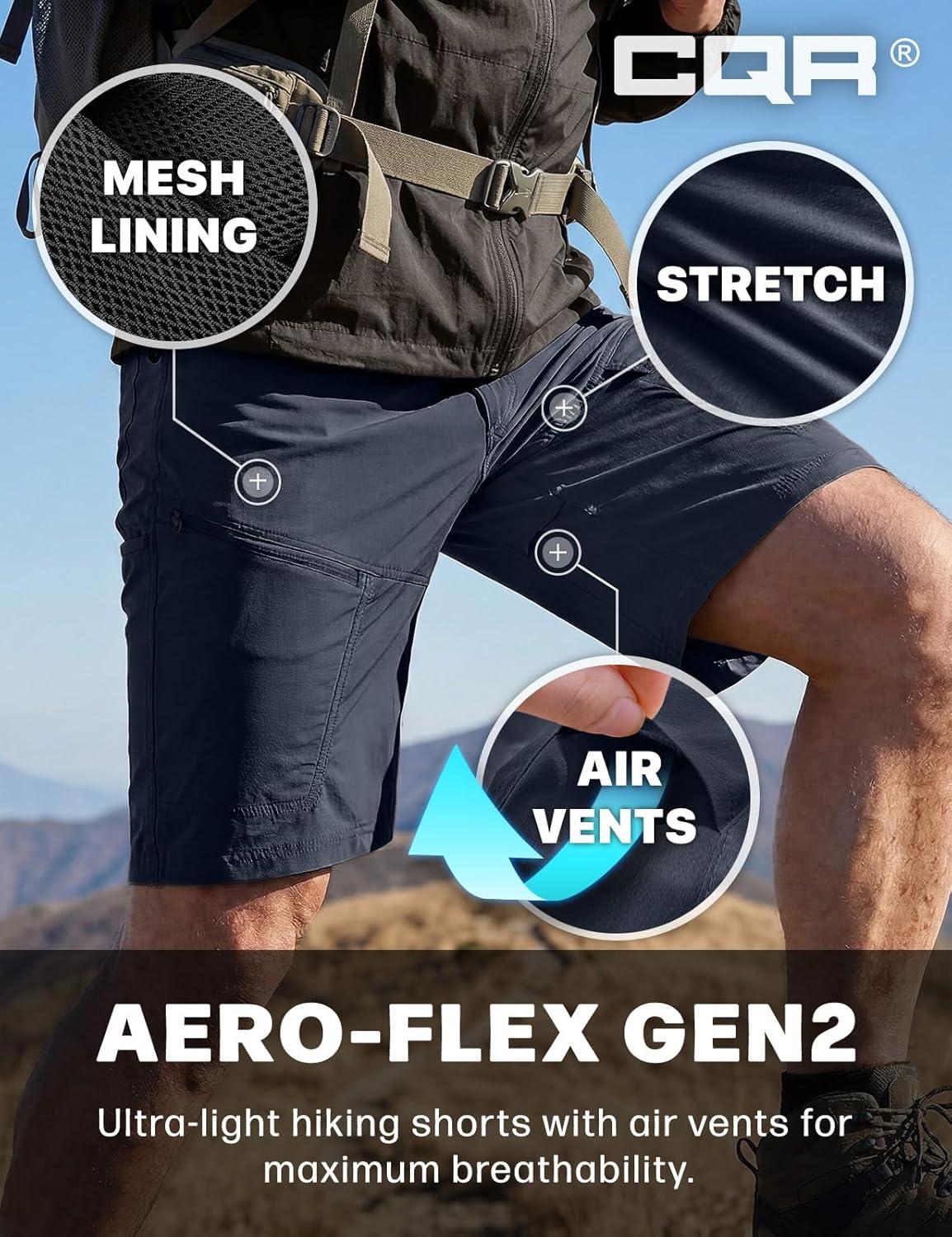 image:imageCQR Mens Quick Dry Stretch Hiking Cargo Shorts Lightweight Water Resistant Tactical Casual Golf amp Outdoor with PocketsRocky Aero Flex Pristine Navy