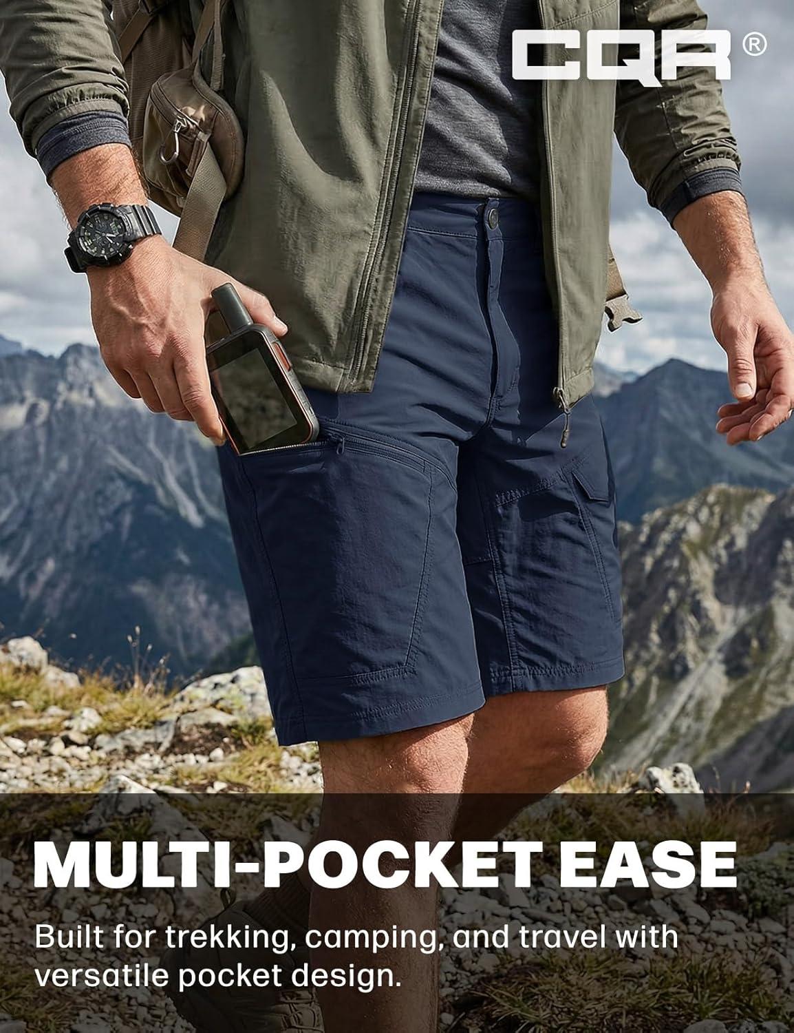 image:imageCQR Mens Quick Dry Stretch Hiking Cargo Shorts Lightweight Water Resistant Tactical Casual Golf amp Outdoor with PocketsRocky Aero Flex Pristine Navy