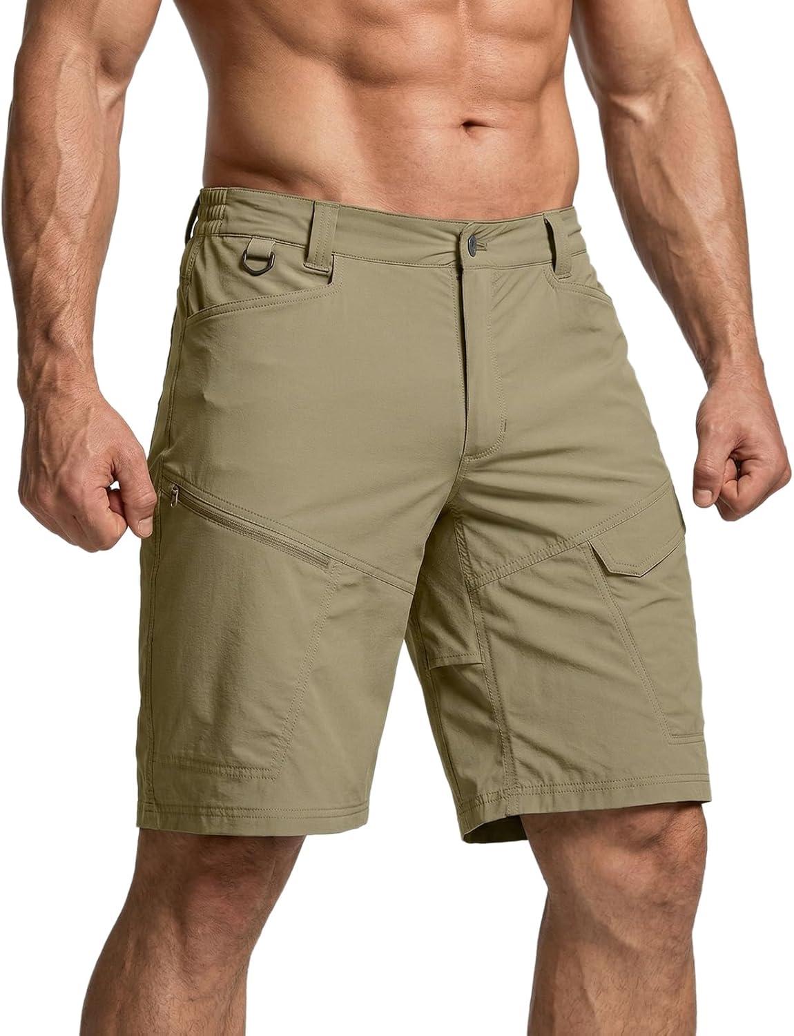 image:imageCQR Mens Quick Dry Stretch Hiking Cargo Shorts Lightweight Water Resistant Tactical Casual Golf amp Outdoor with PocketsRocky Aero Flex Tan
