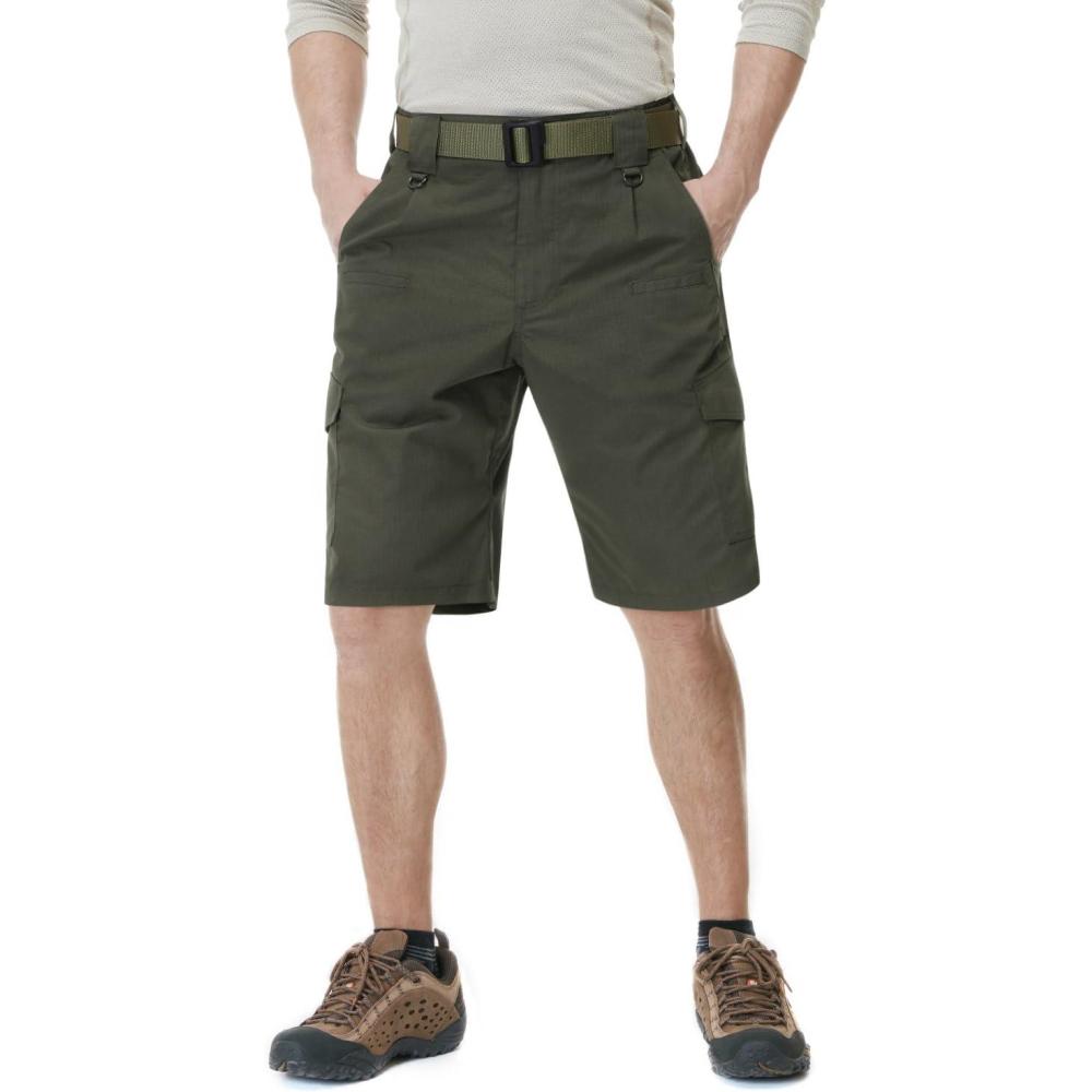 image:imageCQR Mens Quick Dry Stretch Hiking Cargo Shorts Lightweight Water Resistant Tactical Casual Golf amp Outdoor with PocketsRipstop Green