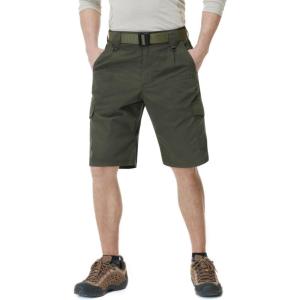 CQR Men’s Quick Dry Stretch Hiking Cargo Shorts, Lightweight Water Resistant Tactical Casual, Golf & Outdoor with Pockets(Ripstop Green)