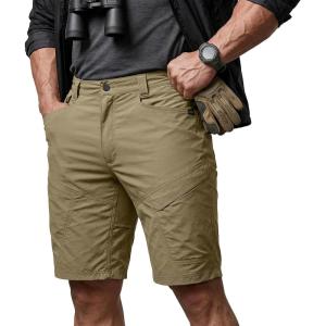 CQR Men’s Quick Dry Stretch Hiking Cargo Shorts, Lightweight Water Resistant Tactical Casual, Golf & Outdoor with Pockets(Rocky Aero Flex Tan)