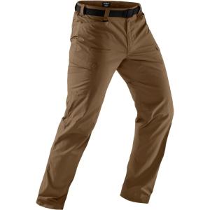CQR Men’s Quick Dry Tactical Pants, Water Resistant Outdoor Pants, Lightweight Stretch Cargo Work Hiking Pants(Rocky W/Belt Hazelnut)